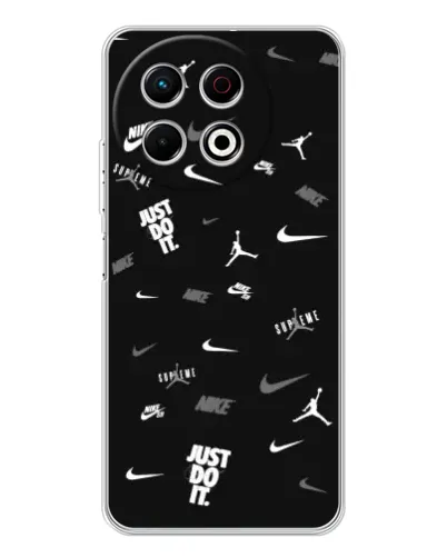 Чехол для TECNO Spark 40 Pro с картинкой «Nike Black Pattern» Чехол для TECNO Spark 40 Pro с картинкой «Nike Black Pattern»