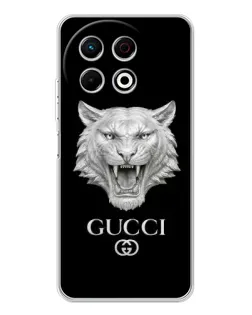 Чехол для TECNO Spark 40 Pro с картинкой «Gucci — серебряный лев» Чехол для TECNO Spark 40 Pro с картинкой «Gucci — серебряный лев»