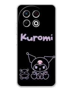 Чехол для TECNO Spark 40 Pro с картинкой «Kuromi — черный минимализм»