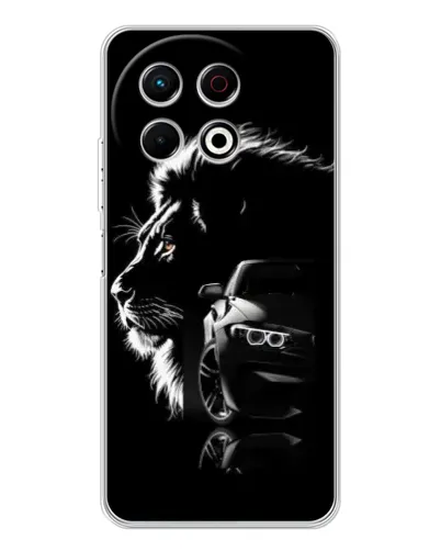 Чехол для TECNO Spark 40 Pro с картинкой «BMW и лев» Чехол для TECNO Spark 40 Pro с картинкой «BMW и лев»