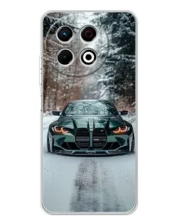 Чохол для TECNO Spark 40 Pro з картинкою «BMW у зимовому лісі»