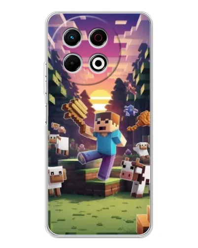 Чехол для TECNO Spark 40 Pro с картинкой «Стив на ферме»