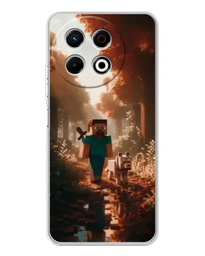 Чехол для TECNO Spark 40 Pro с картинкой «Стив в лесу»