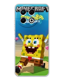 Чохол для TECNO Spark 40 Pro з картинкою «Губка Боб Minecraft»