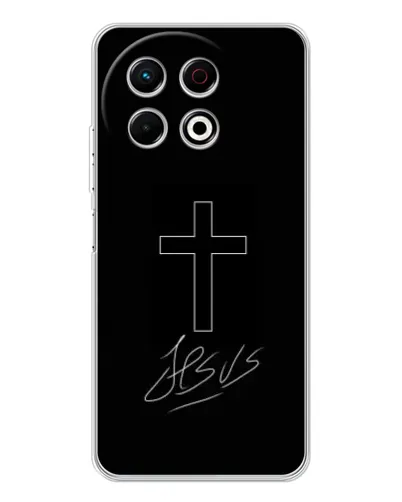 Чехол для TECNO Spark 40 Pro с картинкой «Графический крест Jesus» Чехол для TECNO Spark 40 Pro с картинкой «Графический крест Jesus»