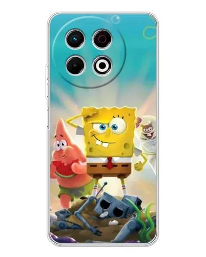 Чехол для TECNO Spark 40 Pro с картинкой «Спанч Боб победитель»