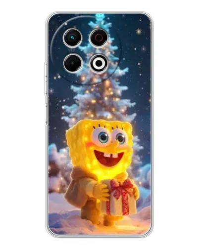 Чехол для TECNO Spark 40 Pro с картинкой «Рождественский Спанч Боб»