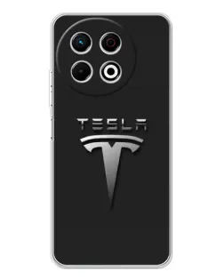 Чехол для TECNO Spark 40 Pro с картинкой «Стальной логотип Tesla»