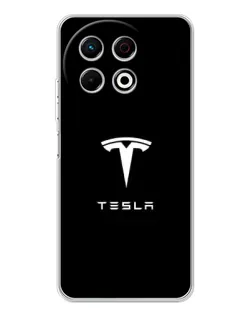 Чехол для TECNO Spark 40 Pro с картинкой «Tesla White Logo»