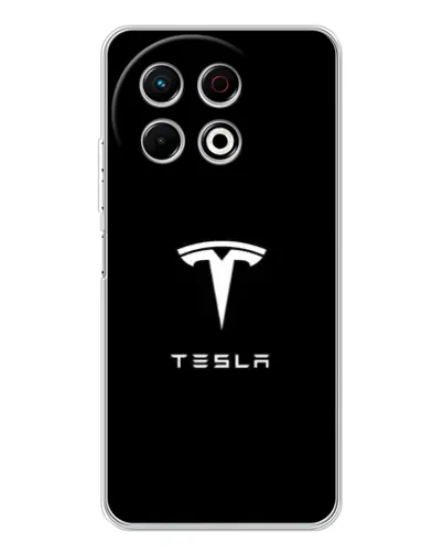 Чехол для TECNO Spark 40 Pro с картинкой «Tesla White Logo»