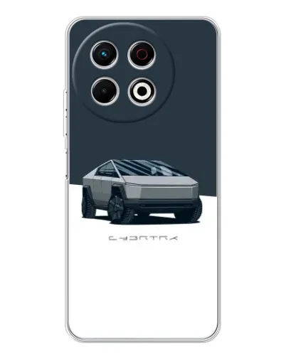 Чехол для TECNO Spark 40 Pro с картинкой «Серебристый Cybertruck Tesla»