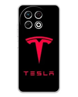 Чехол для TECNO Spark 40 Pro с картинкой «Tesla Red Logo»