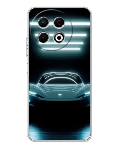 Чехол для TECNO Spark 40 Pro с картинкой «Tesla в неоне»