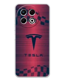 Чехол для TECNO Spark 40 Pro с картинкой «Тесла красный карбон»