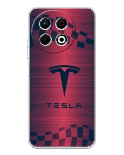 Чехол для TECNO Spark 40 Pro с картинкой «Тесла красный карбон»