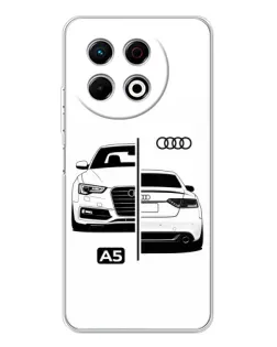 Чехол для TECNO Spark 40 Pro с картинкой «Audi — контрастный дизайн» Чехол для TECNO Spark 40 Pro с картинкой «Audi — контрастный дизайн»