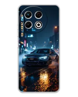 Чехол для TECNO Spark 40 Pro с картинкой «Ночной город и Audi» Чехол для TECNO Spark 40 Pro с картинкой «Ночной город и Audi»