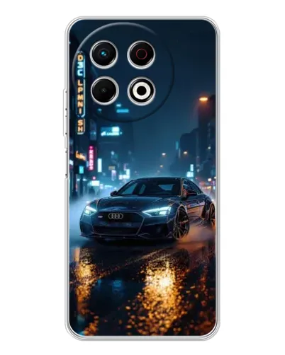 Чехол для TECNO Spark 40 Pro с картинкой «Ночной город и Audi» Чехол для TECNO Spark 40 Pro с картинкой «Ночной город и Audi»