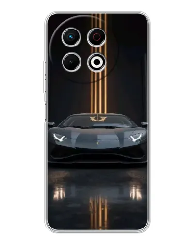 Чехол для TECNO Spark 40 Pro с картинкой «Lamborghini золотые линии»