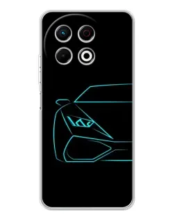 Чехол для TECNO Spark 40 Pro с картинкой «Голубой силуэт Lamborghini»