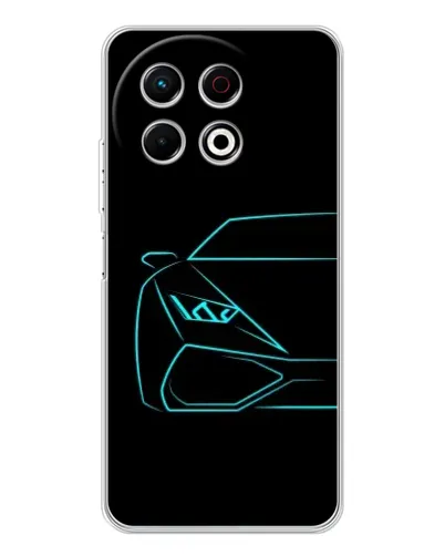 Чехол для TECNO Spark 40 Pro с картинкой «Голубой силуэт Lamborghini»