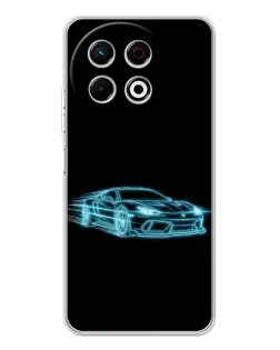 Чехол для TECNO Spark 40 Pro с картинкой «Неоновый контур Lamborghini»