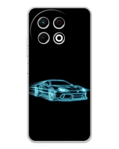 Чехол для TECNO Spark 40 Pro с картинкой «Неоновый контур Lamborghini»