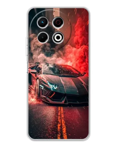 Чехол для TECNO Spark 40 Pro с картинкой «Lamborghini красный дым»