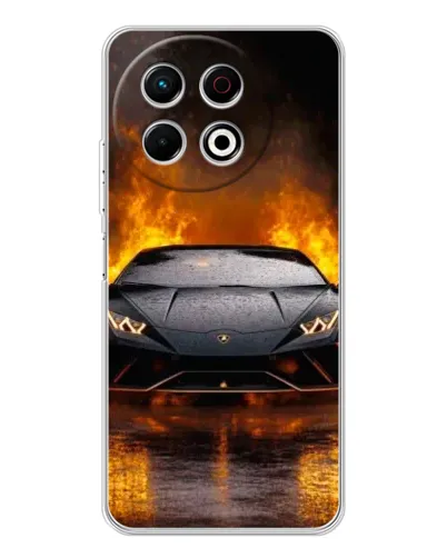 Чехол для TECNO Spark 40 Pro с картинкой «Lamborghini в огне»