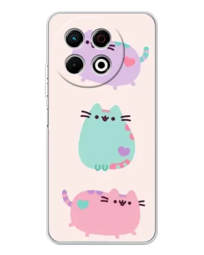 Чехол для TECNO Spark 40 Pro с картинкой «Pusheen трио» Чехол для TECNO Spark 40 Pro с картинкой «Pusheen трио»