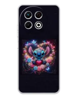 Чехол для TECNO Spark 40 Pro с картинкой «Stitch в цветах»
