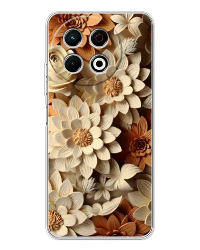 Чехол для TECNO Spark 40 Pro с картинкой «Бежевый флористический декор» Чехол для TECNO Spark 40 Pro с картинкой «Бежевый флористический декор»