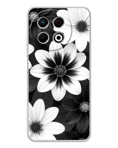 Чехол для TECNO Spark 40 Pro с картинкой «Монохромные астры» Чехол для TECNO Spark 40 Pro с картинкой «Монохромные астры»