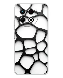 Чехол для TECNO Spark 40 Pro с картинкой «Белая объемная сетка»