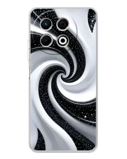 Чехол для TECNO Spark 40 Pro с картинкой «Черно-белая спираль»