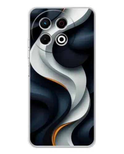 Чехол для TECNO Spark 40 Pro с картинкой «Объемные черно-белые ленты» Чехол для TECNO Spark 40 Pro с картинкой «Объемные черно-белые ленты»