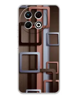 Чехол для TECNO Spark 40 Pro с картинкой «Коричневые объемные квадраты»