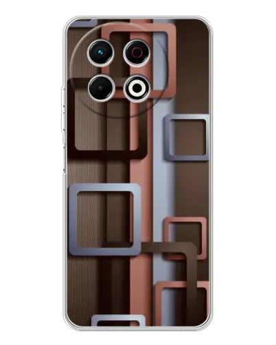 Чехол для TECNO Spark 40 Pro с картинкой «Коричневые объемные квадраты» Чехол для TECNO Spark 40 Pro с картинкой «Коричневые объемные квадраты»