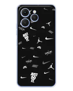 Чехол для TECNO Spark 40 с картинкой «Nike Black Pattern» Чехол для TECNO Spark 40 с картинкой «Nike Black Pattern»