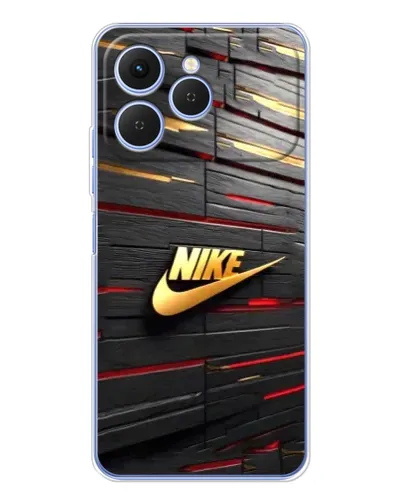 Чехол для TECNO Spark 40 с картинкой «Золотой Nike на металле»