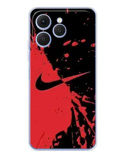Чехол для TECNO Spark 40 с картинкой «Красные брызги Nike»