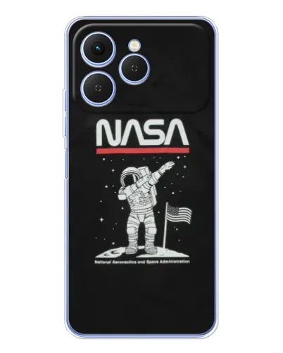 Чехол для TECNO Spark 40 с картинкой «NASA — шагаем по Луне»