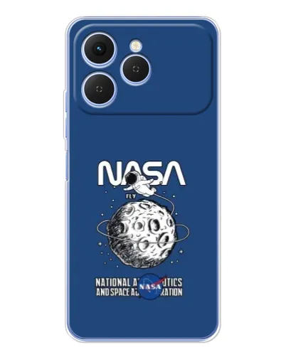 Чехол для TECNO Spark 40 с картинкой «NASA — лунная миссия»