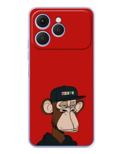 Чохол для TECNO Spark 40 з картинкою «Bored Ape — червоний фон»