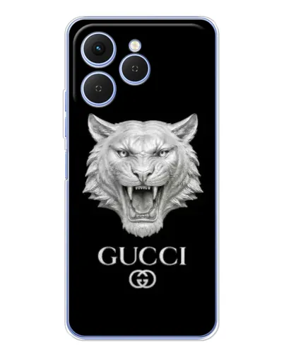 Чехол для TECNO Spark 40 с картинкой «Gucci — серебряный лев» Чехол для TECNO Spark 40 с картинкой «Gucci — серебряный лев»