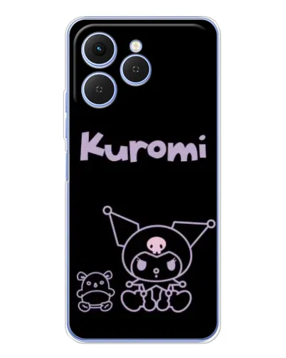 Чехол для TECNO Spark 40 с картинкой «Kuromi — черный минимализм»