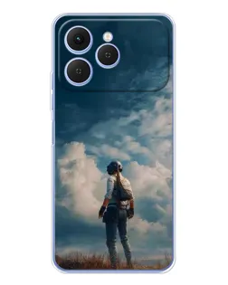 Чехол для TECNO Spark 40 с картинкой «Герой PUBG на скале»