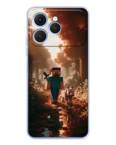 Чехол для TECNO Spark 40 с картинкой «Стив в лесу» Чехол для TECNO Spark 40 с картинкой «Стив в лесу»