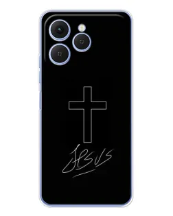 Чехол для TECNO Spark 40 с картинкой «Графический крест Jesus»