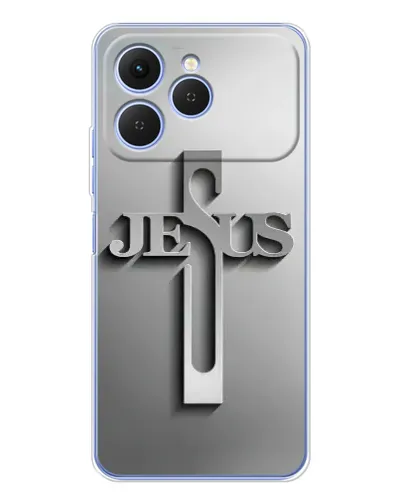 Чехол для TECNO Spark 40 с картинкой «Металлический крест Jesus» Чехол для TECNO Spark 40 с картинкой «Металлический крест Jesus»
